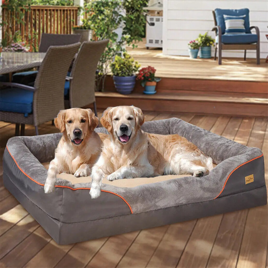 BINGOPAW Jumbo Orthopedic Memory Foam Dog Bed With Bolsters