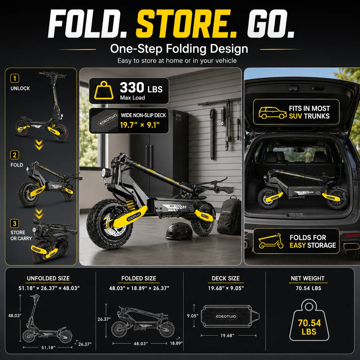 EOEOTWO 1200W Off Road Electric Scooter for Adults Long Range
