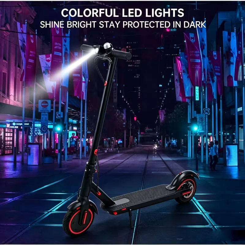 Adult Folding Electric Scooter With Solid Tires And LED Lights
