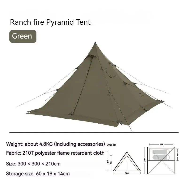 Naturehike Teepee Camping Tent With Chimney Window Flame Retardant Design