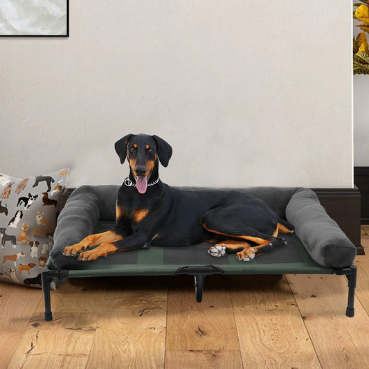 BINGOPAW Elevated Outdoor Indoor Pet Bed Lounger With Detachable Bolster