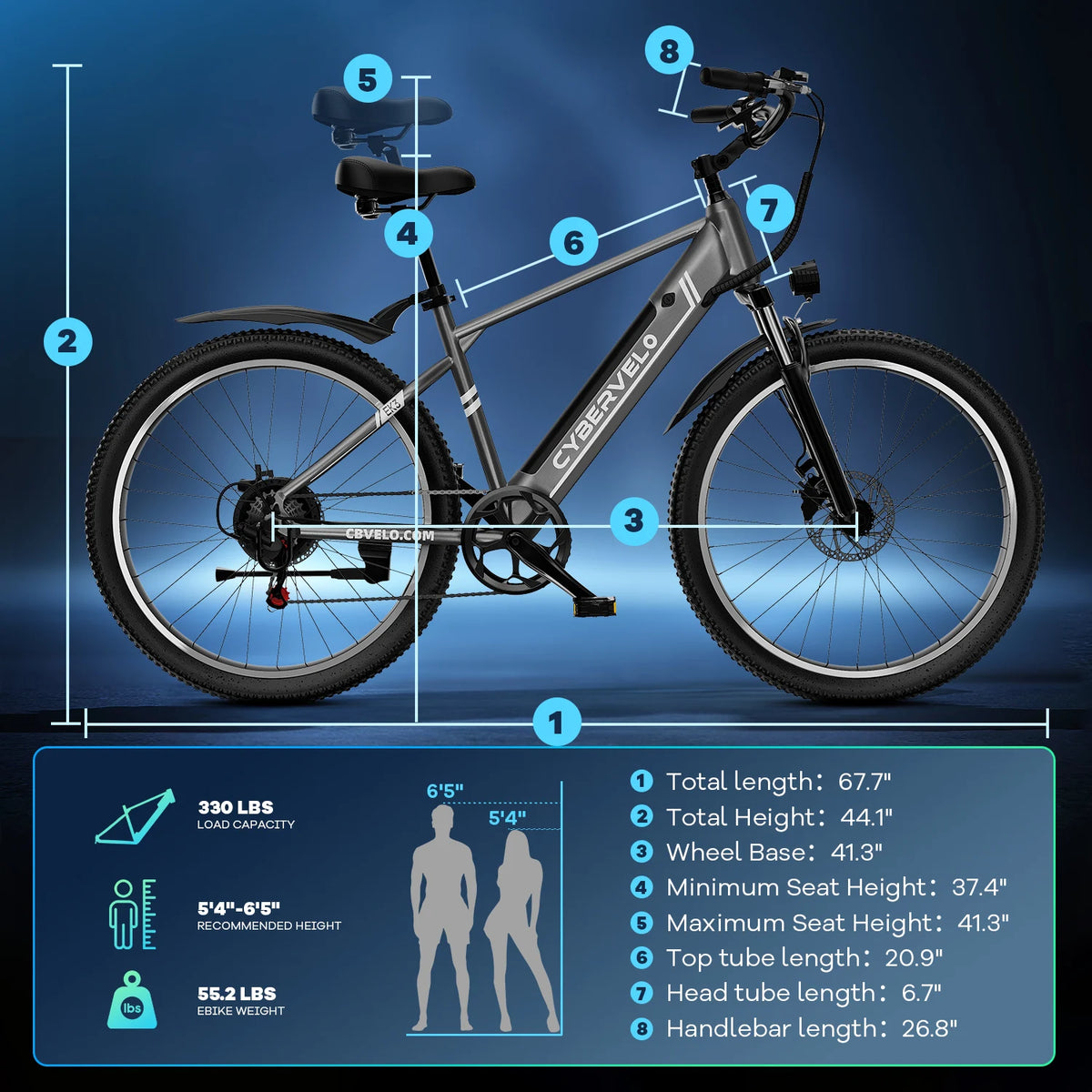 Cybervelo EK3 Electric Bicycle 1000W Peak Motor 48V Battery