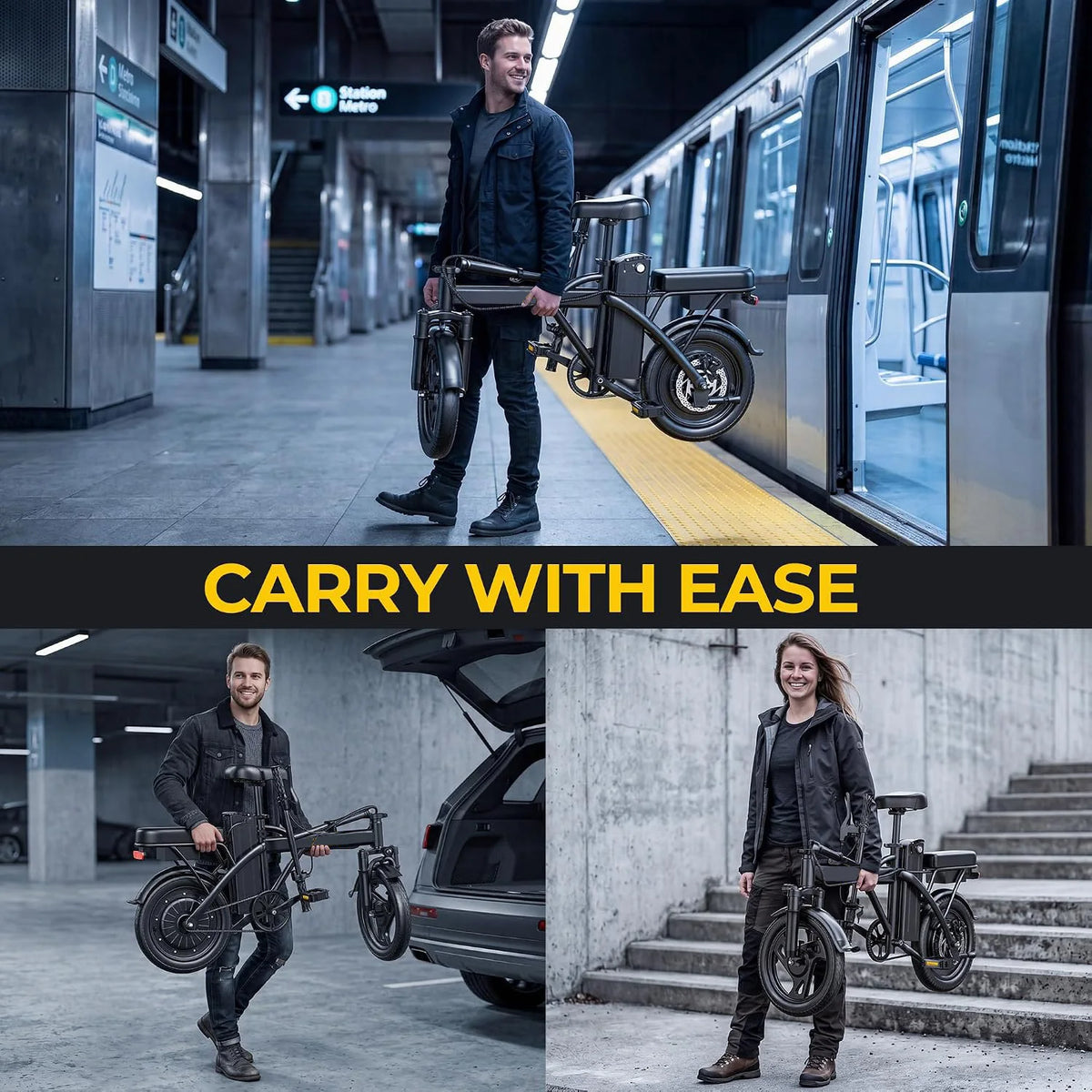 AOVOPRO Foldable Electric Bike With 500W Motor And Two Seats