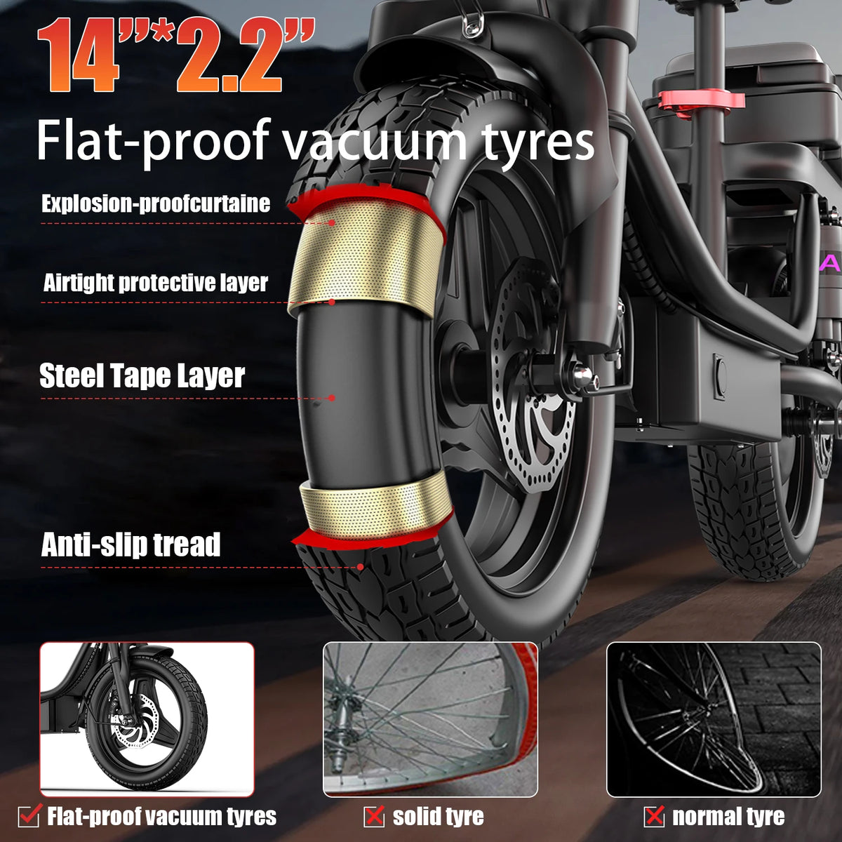 UPlee GQ8 Folding Fat Tire Electric Bike With 500W Peak Motor