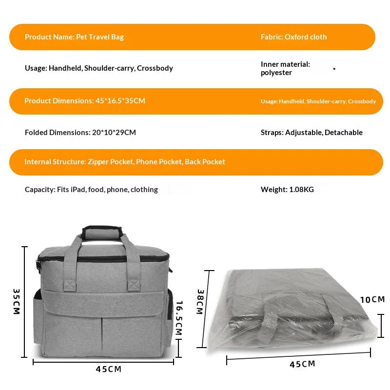 Portable Pet Travel Backpack With Foldable Snack Pouch